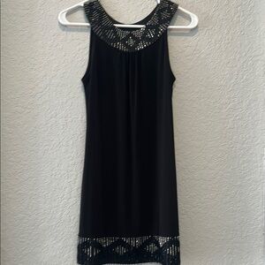 Black Sleeveless Dress with beaded Details